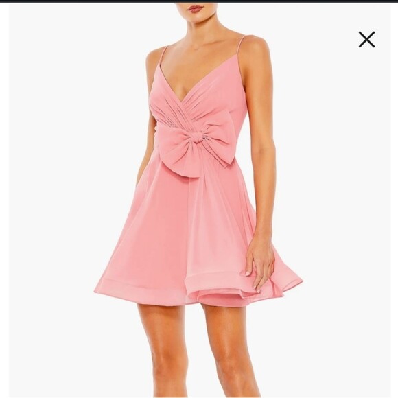 Mac Duggal Sleeveless V-Neck Bow Mini Dress Sz 0 NWOT - Picture 4 of 12